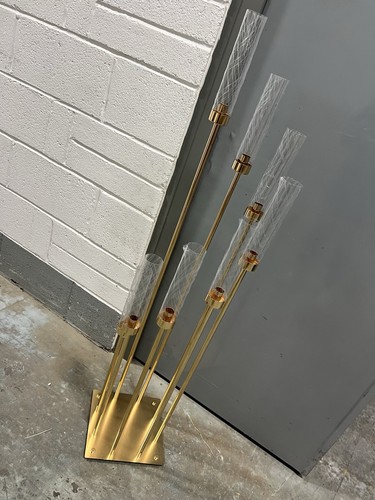 Glass gold candle holder - glass,