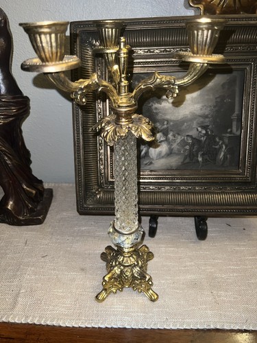 Crystal brass candelabra arm - candelabra,