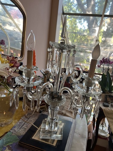 Crystal candelabra pair med - candelabra,